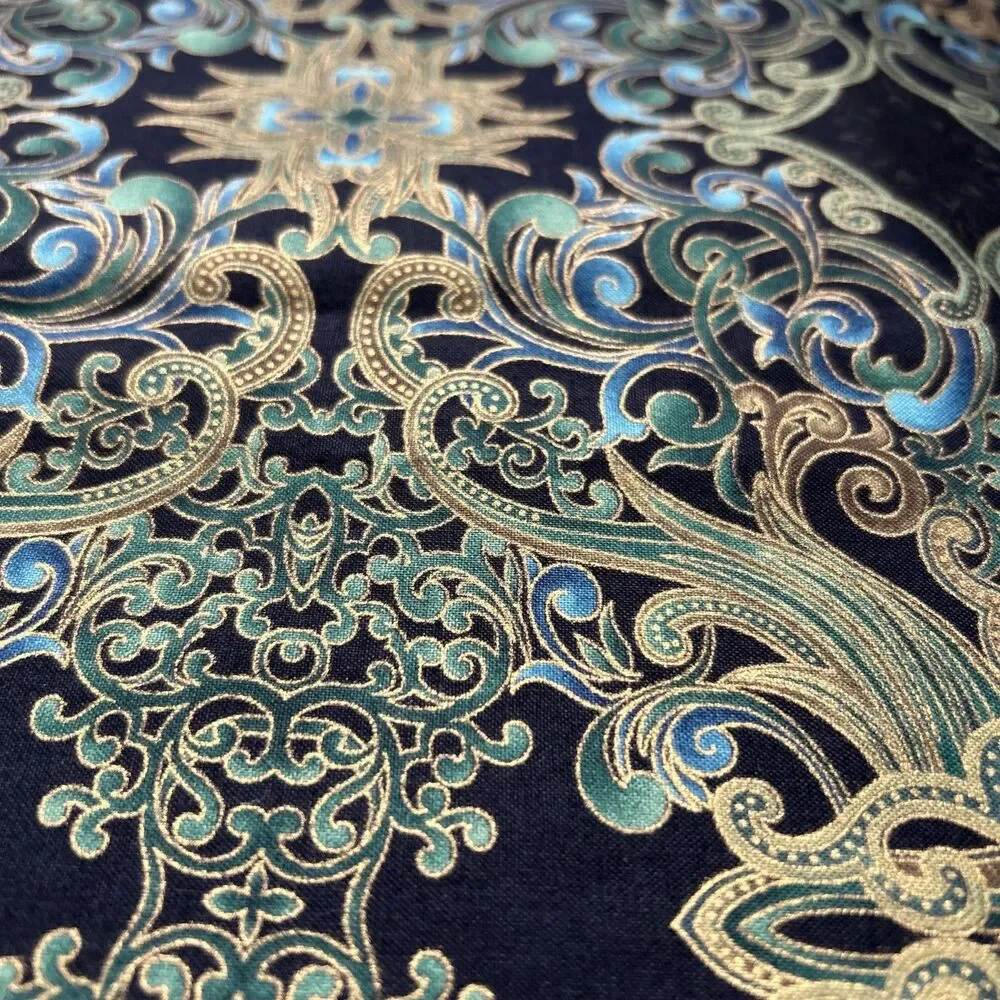 Paula Nadelstern Opulence Benartex Black Gold Turquoise Cotton Quilting Fabric